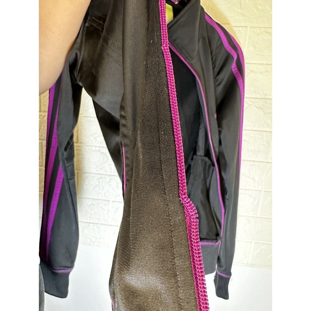 NEW Adidas‎ Long Sleeve Full Zip Track Jacket Lightweight Black Pink Girls M 10 - Picture 5 of 5